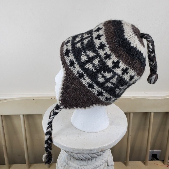 Bongo 100% Wool Nepal lined with Ear Flaps Hat Beanie Toboggan - Picture 6 of 9